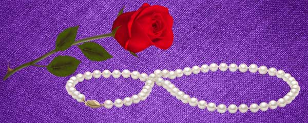 роза и жемчуг на фиолетовом поле