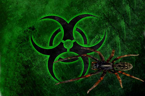 знак биологической угрозы и паук
