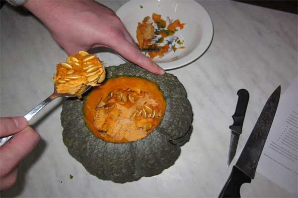 удаляем семечки из тыквы