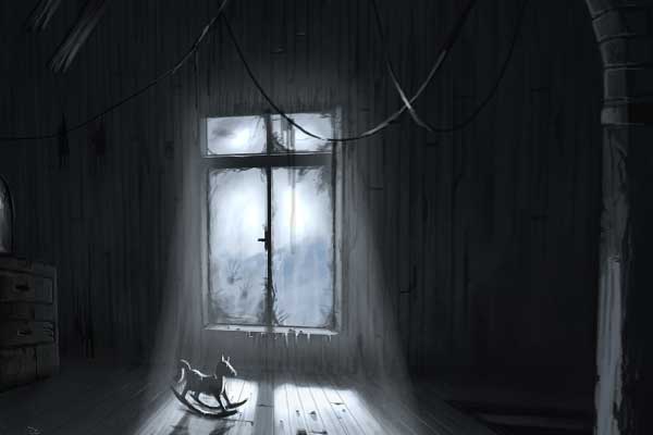 мрачный чердак обычной дачи