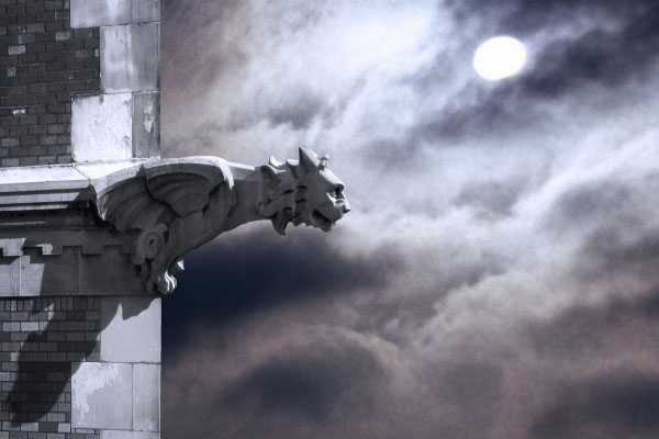 гаргулья на фоне ночного неба