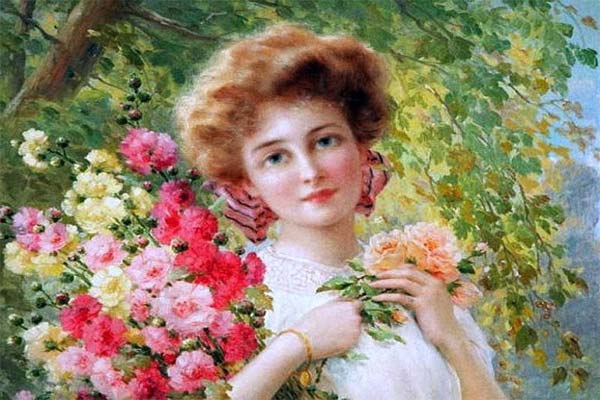 Дама с букетом