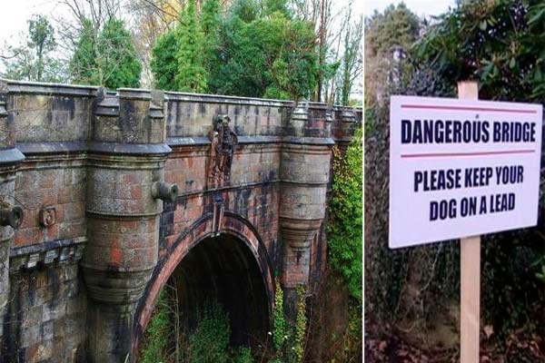 мост Оувертоун - предупреждающая табличка