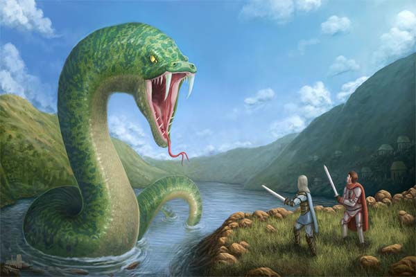 гигантский змей и рыцари