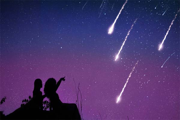 пара смотрит в ночное небо