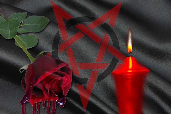 роза, свеча и пентаграмма