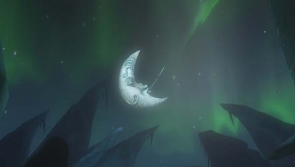 Волшебный месяц в небе, северное сияние