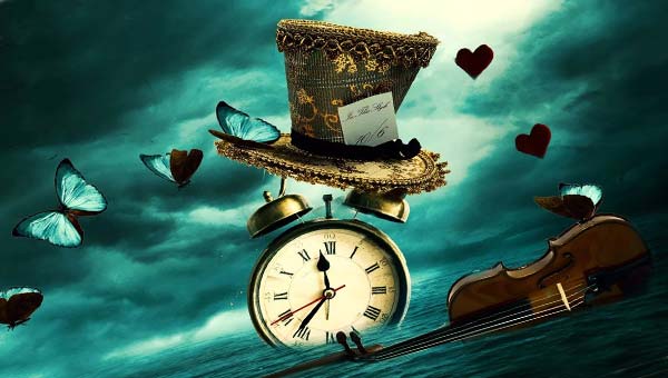 часы, шляпа, абстракция