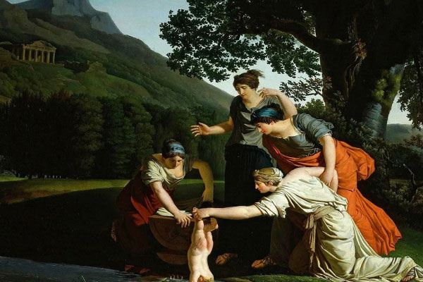 мать опускает Ахиллеса в священную реку