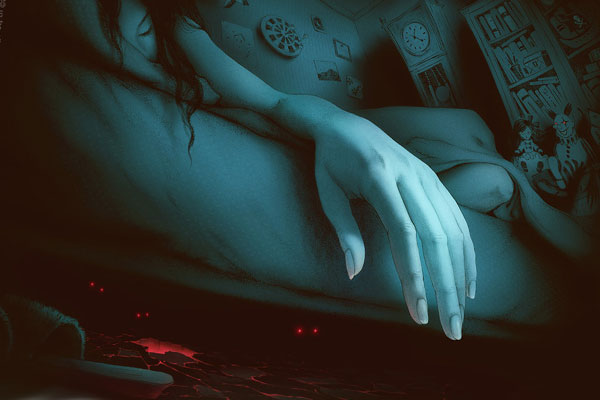 рука, свисающая с кровати