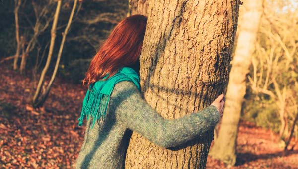 девушка обнимает вяз