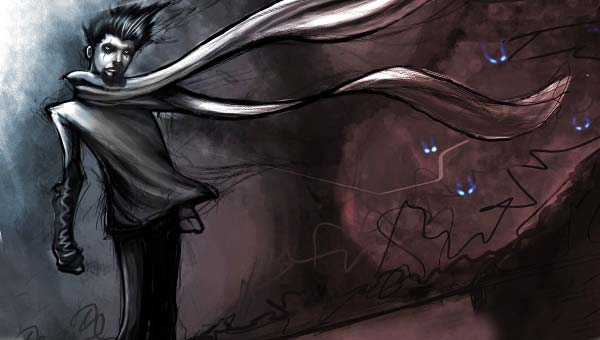 абстракция мужчина с шарфом