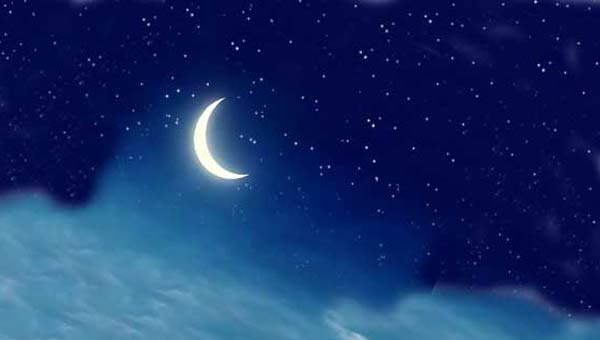 звездное небо с луной на Востоке