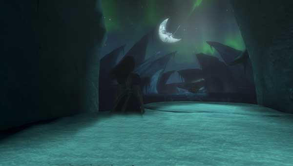 северное сияние и луна