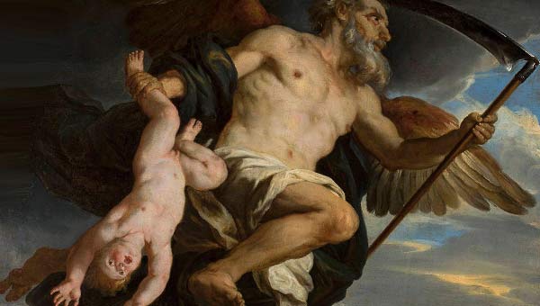 Крон - отец Времени (в его руках коса)