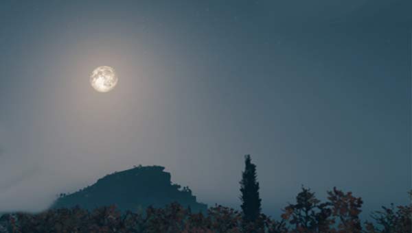 полная Луна в небе