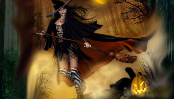 колдунья на хэллоуин
