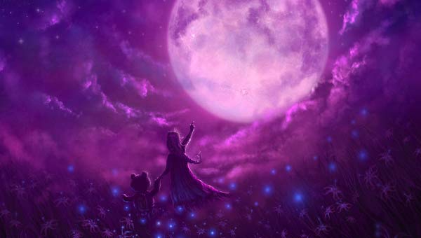 розовое небо, Луна