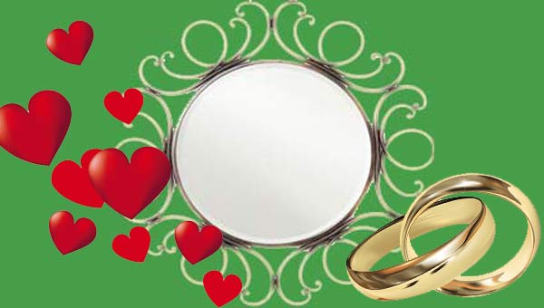 зеркало, сердечки, кольца