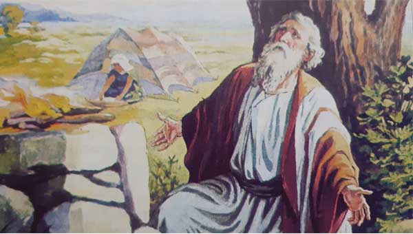 старик и мальчик возле палатки