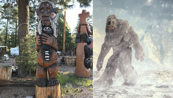 деревянная статуэтка идола и йети