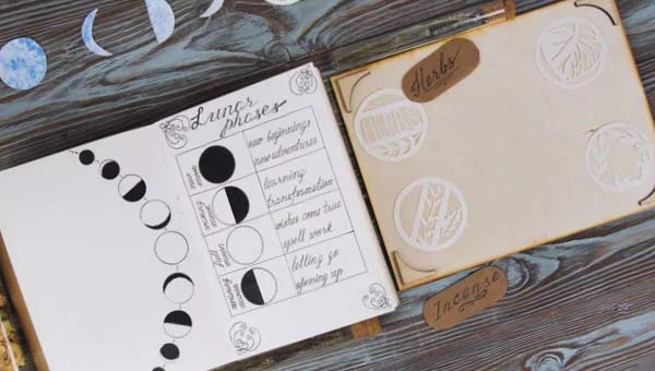 ежедневник с записями о лунном цикле