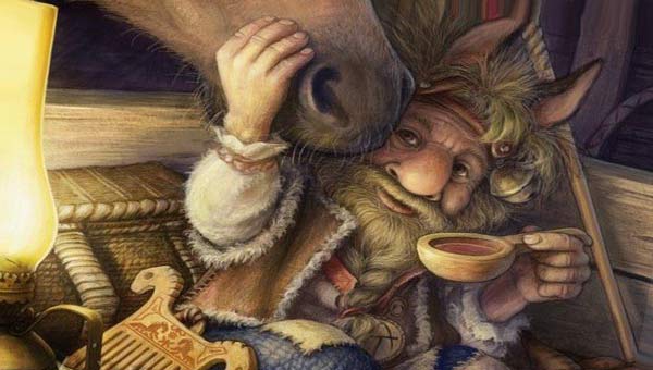 домовой обнимает морду коня