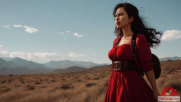 женщина в красном