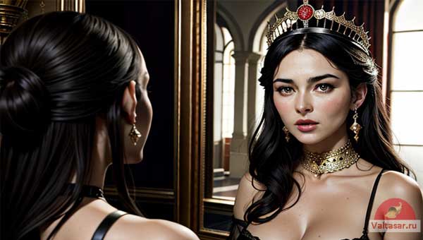 красавица смотрит в зеркало