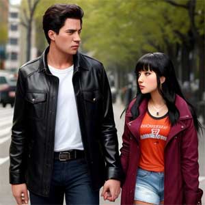 парень в кожаной куртке и девушка