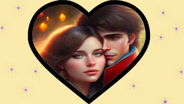 парень и девушка в фоторамке в виде сердца