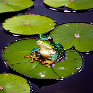 лягушка на листе кувшинки