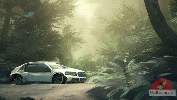 белая машина в лесу
