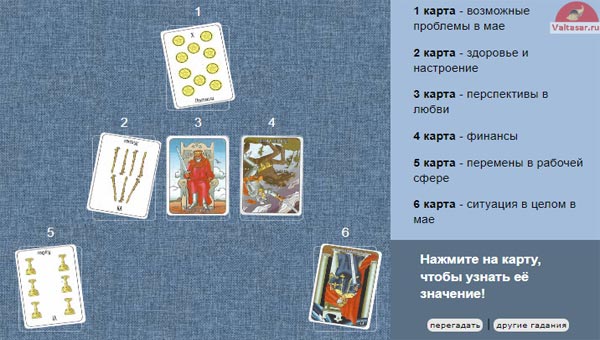 расклад на Таро на май на 6 карт