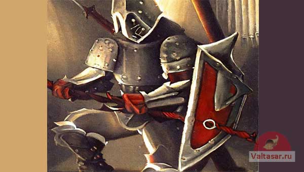 рыцарь в латах и с щитом