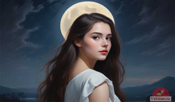 Девушка на фоне Луны
