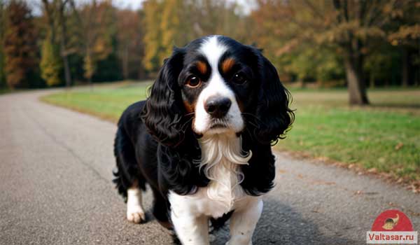 спаниель на прогулке