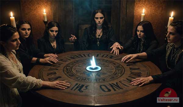 ведьмы проводят спиритический сеанс