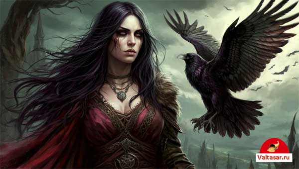 темноволосая девушка с вороном