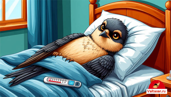 заболевший стриж в постели