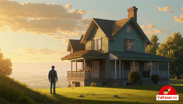 мужчина прощается с домом