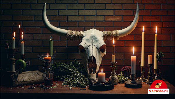 череп быка, ритуальный предмет