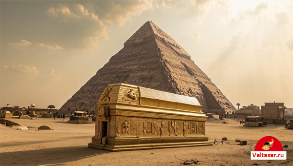 египетская пирамида и саркофаг фараона