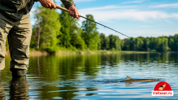 мужчина рыбачит на пруду
