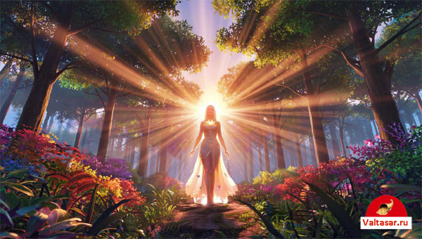 призрачная женщина идет по лесу