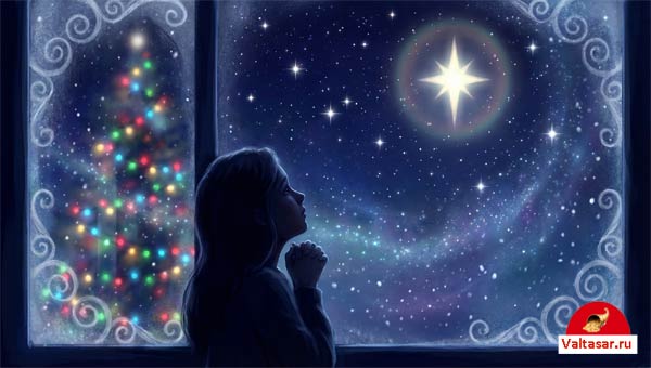 девочка молится на Рождество