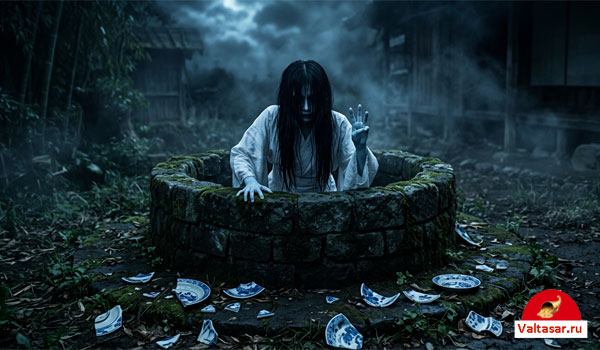 Окику, призрак, вылезающий из колодца