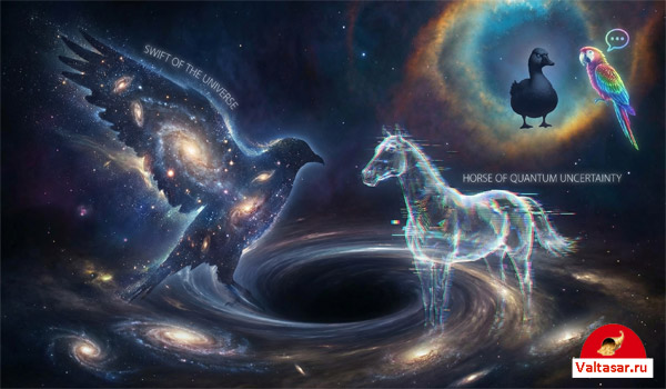 космические Конь, гусь, стриж и Попугай